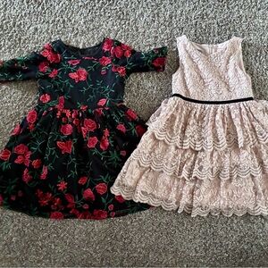 Laura Ashley Black Dress w Rose Embroidery & Pippa & Julie Blush Lace Dress Set